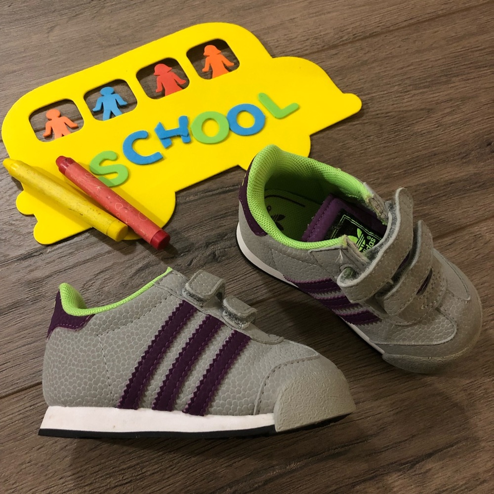 •ADIDAS•Unisex Toddler Ortholite Neone Purple Gray